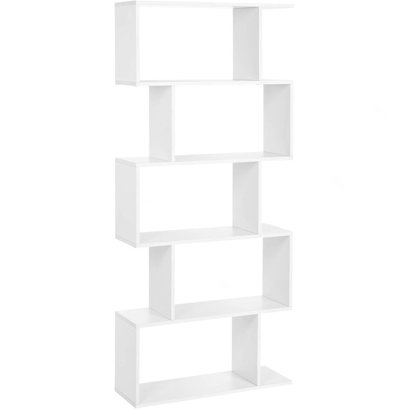 Bibliothèque blanche cinq couches, Blanc, crème, (5 tablettes) H 62,6 po x l 27,56 po x P 9,4 po
