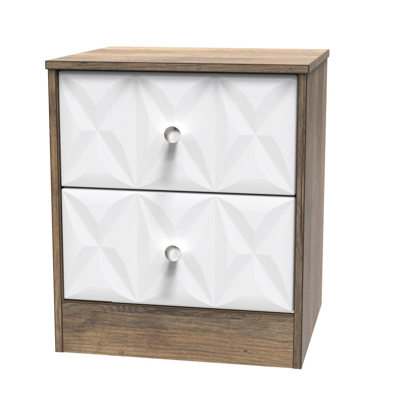 San Jose Bedside Table, White Matt/Vintage Oak