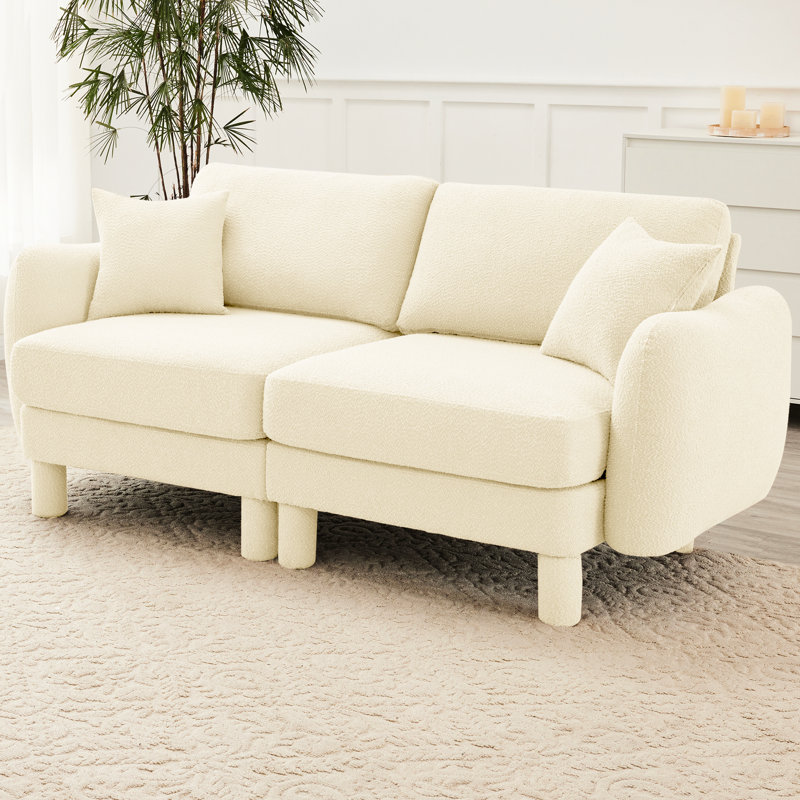 Canapé en tissu beige Boucle 2
