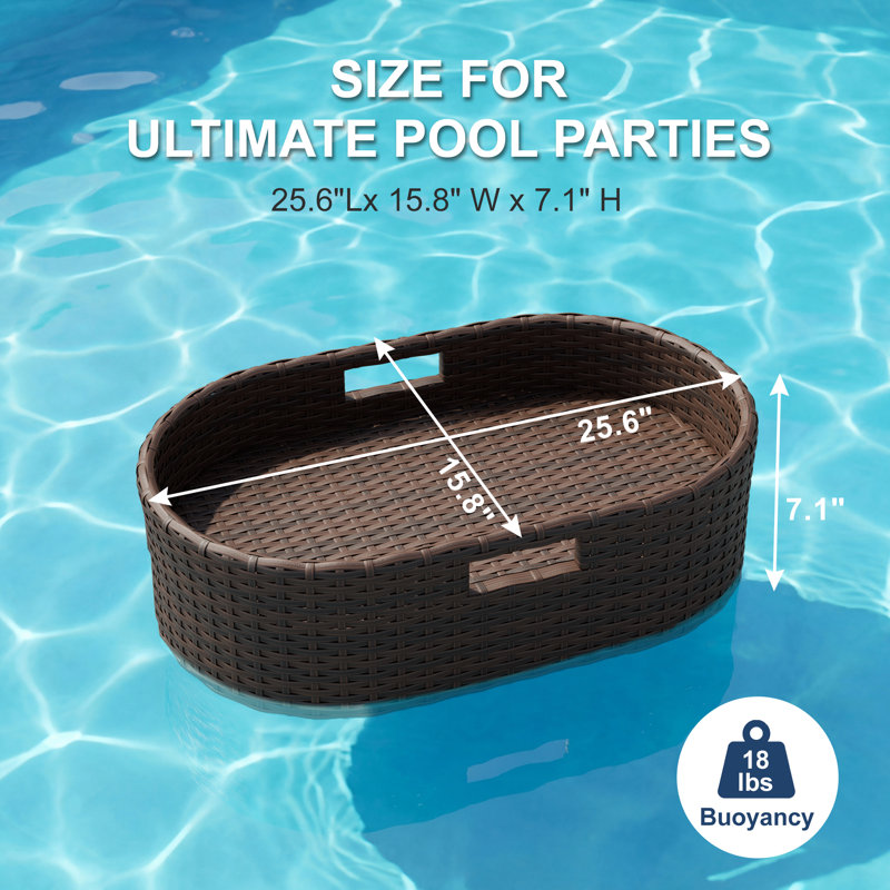 Plateau flottant de taille moyenne, plateau de service ovale pour les flotteurs de piscine, pour les bancs de sable, les spas et les fêtes, boissons de service de piscine, brunch