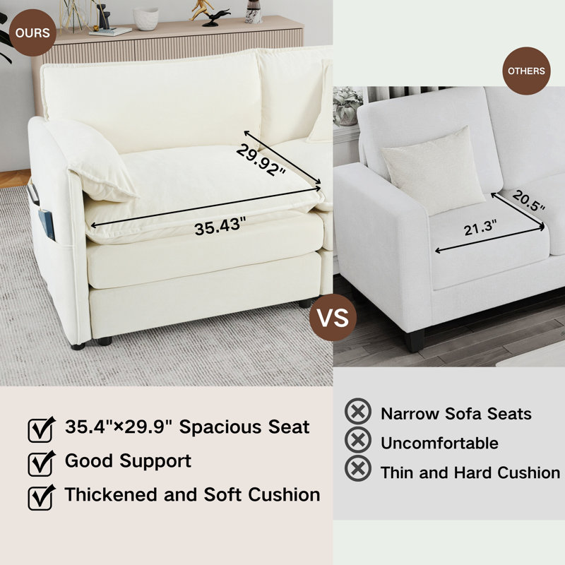 Ensemble de canapé 2 pièces pour salon, chambre à coucher, bureau, Beige