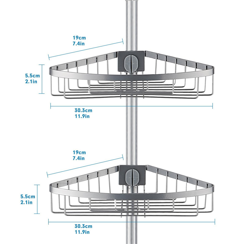 Adhesive Stainless Steel Shower Caddy, Grey
