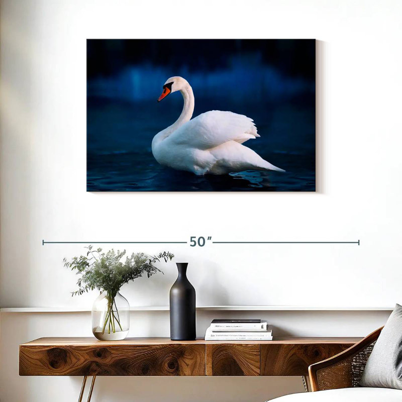 Brampt Pure White Swan, 24" H x 36" W