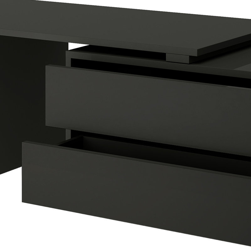 Extendable 35"-60"W Modern Rectangular LED Coffee Table with 4 Drawers & Shelf Storage, White