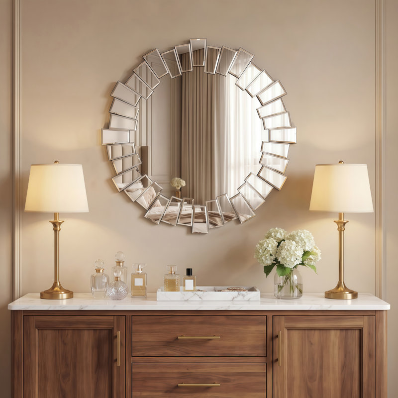 Seaview Traverse Round Beveled Venetian Bathroom / Vanity Mirror