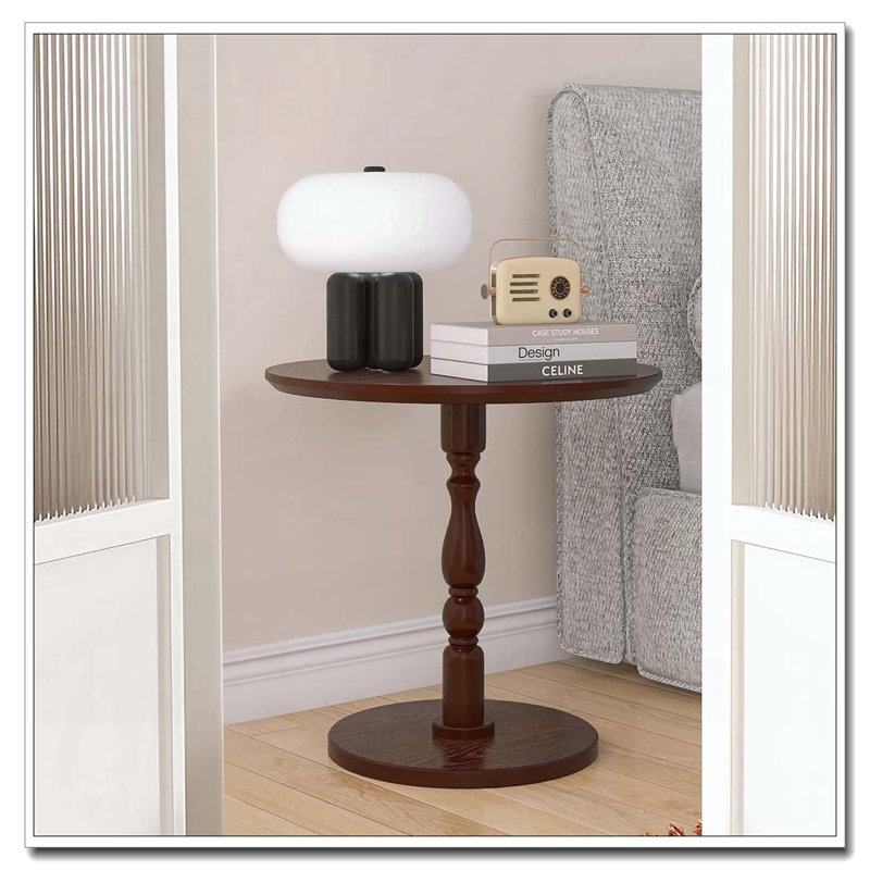 23'' Walnut Brown Accent Round Table