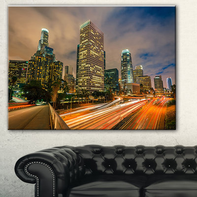 " Los Angeles Yellow Skyline Night "