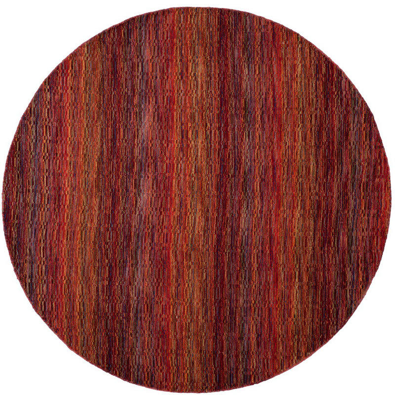 Tapis rouge / brun en laine Hossain, Rond 6 pi