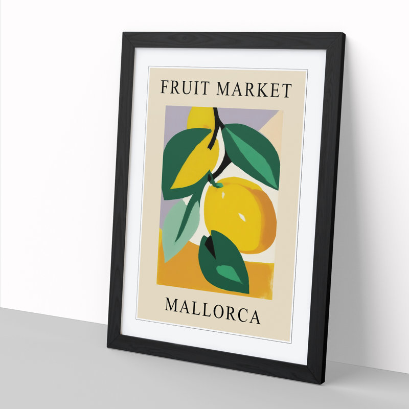 Lemon Mallorca Fruit Market Exhibition - Single Picture Frame Print on Wood, 34cm H x 25cm W x 2cm D