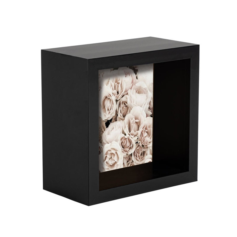 Nicola Spring - 3D Deep Box Photo Frame, 11cm H x 11cm W x 6cm D, Black