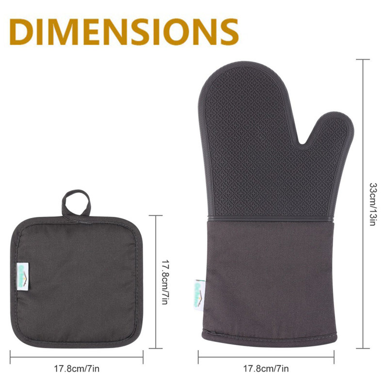 Naiyafly Silicone Potholder & Oven Mitt Set, Gray