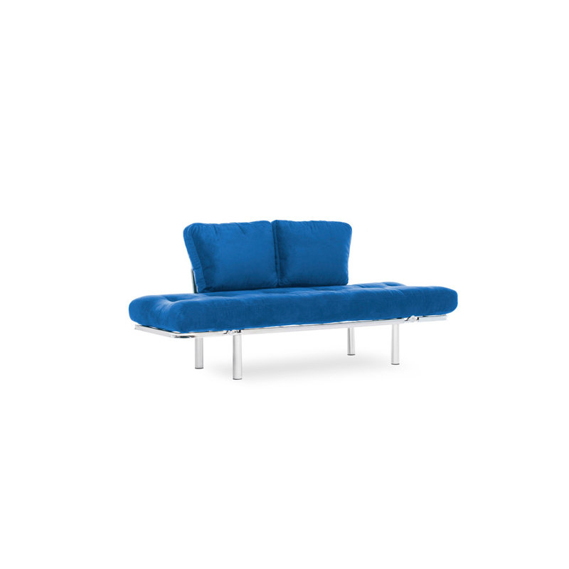 Canapé convertible à dossier large de 61 po Addora, 100 % polyester bleu