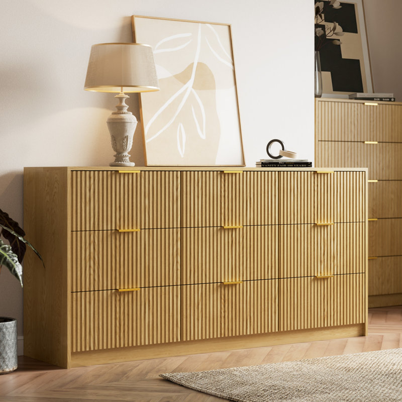 Commode 9 tiroirs l 63 po, Brun