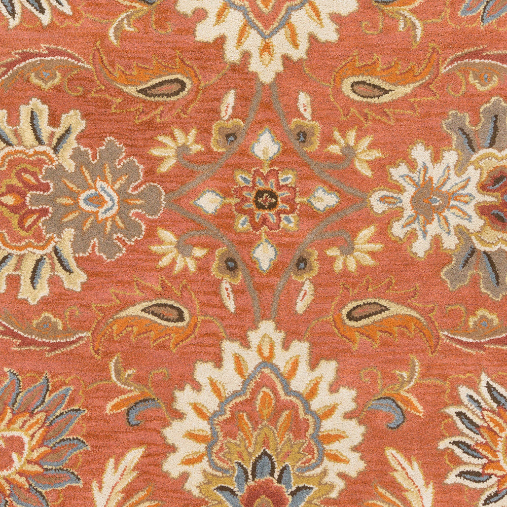 Aaron Hand Tufted Wool Terracotta/Orange/Dusty Sage Rug, Round 8'