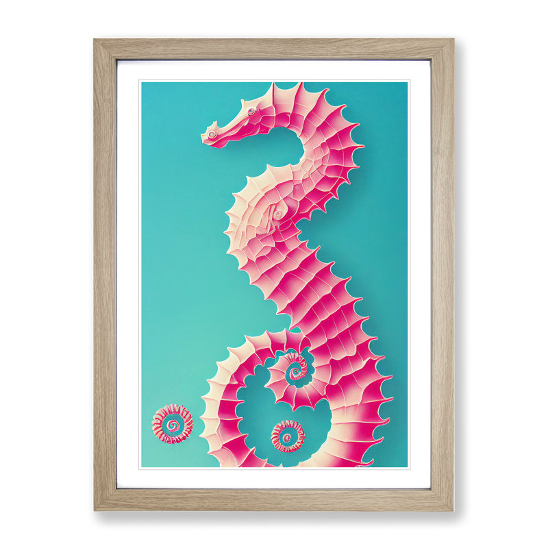 Mesmerising Seahorse - Framed Print, 34cm H x 25cm W, Beige