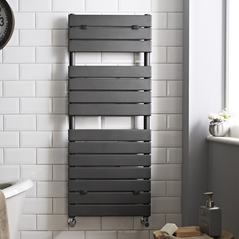 Piazza Flat Panel Towel Rail Heated Towel Rails, 121.30 x 50cm, Anthracite