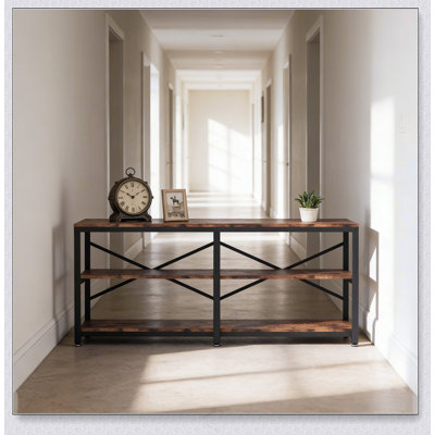 Canapé rustique de style campagnard, table de vestibule à 3 niveaux, console, meuble télé, bibliothèque