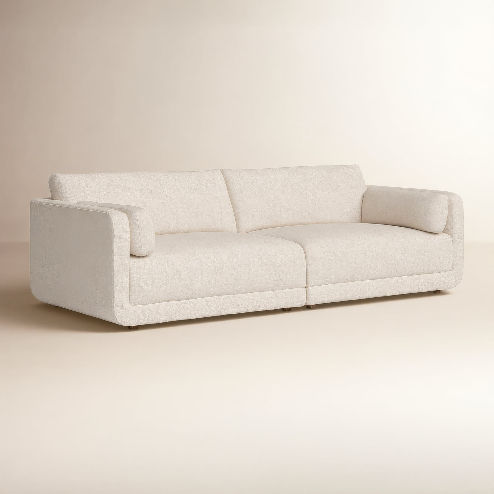 Naples 105'' Upholstered Sofa, Cream Polyester Blend