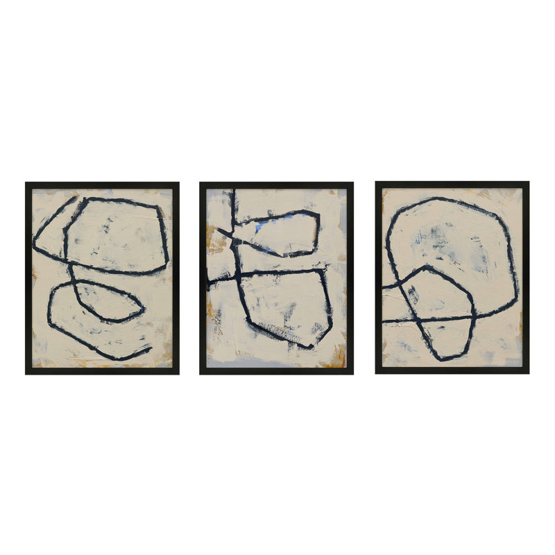 Moser Twisted 4, 5, 6 by Jacques Pilon - 3 Piece Print Set, 25" H x 20" W x 1.25" D, Black Framed Paper