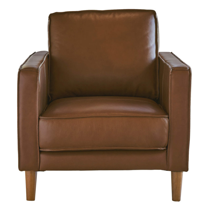 Armonni Upholstered Armchair, Chestnut Brown Genuine Leather
