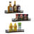3-Piece Rustic Wall Mounted Spice Rack, Burnt Wood and Black Metal Kitchen Storage Shelves Organizer