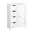 White Bathroom Storage Cabinet - Adjustable Shelf And Routed Handle Drawers For Organizing With 4 Modern Design Office, Study