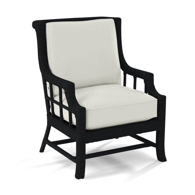 Fauteuil Lafayette, Noir, noir, noir, noir, Rayé bleu clair et blanc / 0256-54