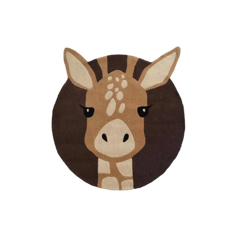 Tapis tissé à motif de cerfs, Rond 3 pi 11,24 po