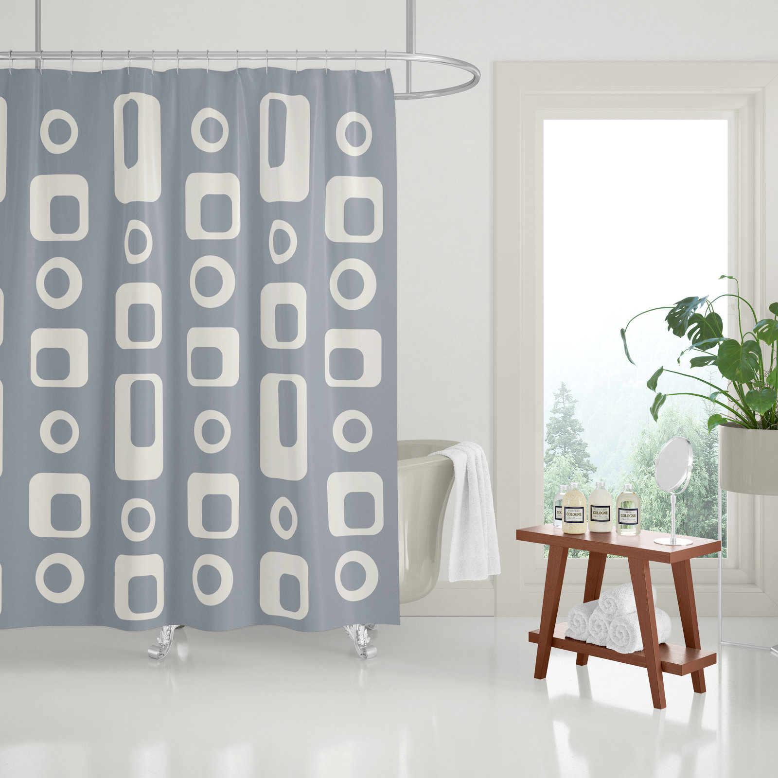 Mette Mid-Century Shower Curtain, Gray