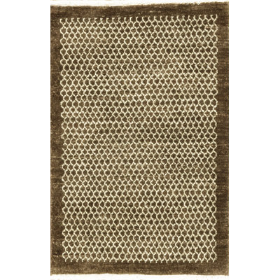 Textures Hand Knotted Wool Area Rug in Brown