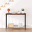 Console d'entrée – Structure en verre cannelé de 85 x 30 x 81 cm, table d'appoint à 2 niveaux avec rangement, style moderne, idéale pour un corridor, un salon ou une chambre, couleur brun rustique.