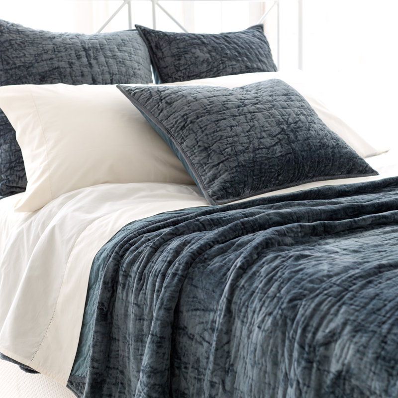 Matte Velvet Quilted Sham, Juniper, Standard