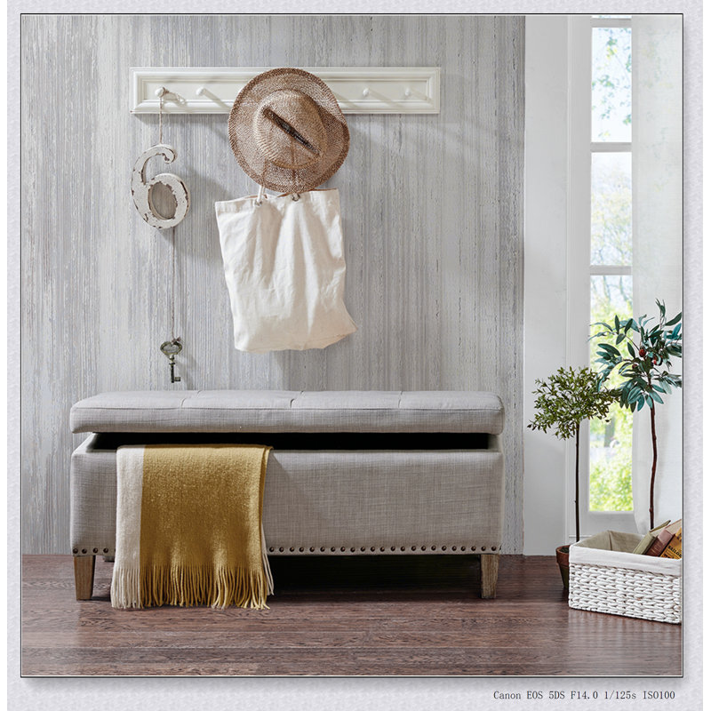 Banc de rangement touffeté à fermeture douce et confortable, Taupe