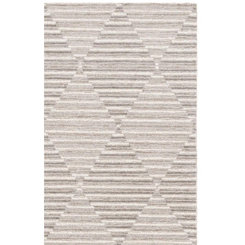 Tapis beige / ivoire en coton touffeté à la main Dyce, Rectangle 9 pi x 12 pi