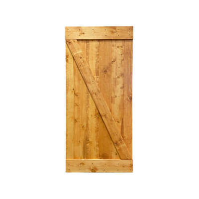 Porte de grange à panneaux en bois et métal Z Series sans trousse de quincaillerie d'installation