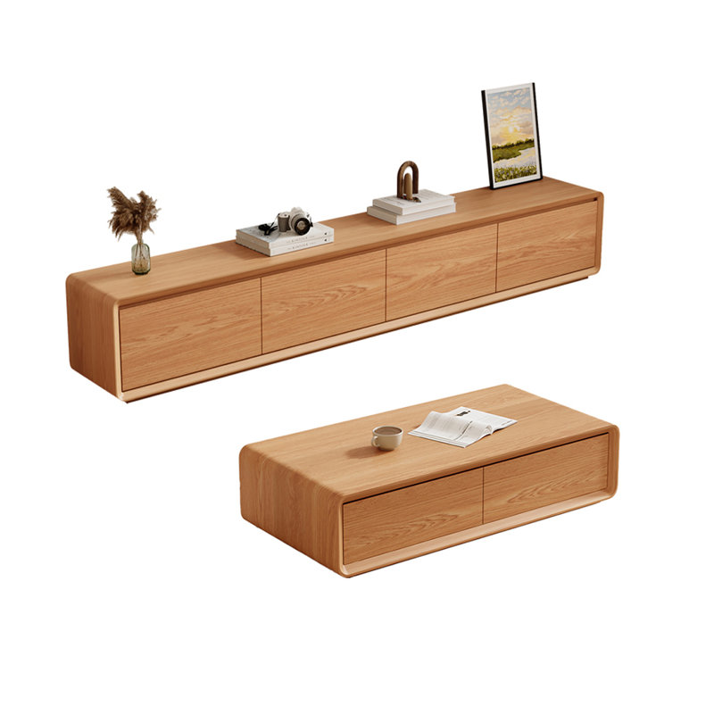 Meuble télé et table basse en hévéa, Bois robuste