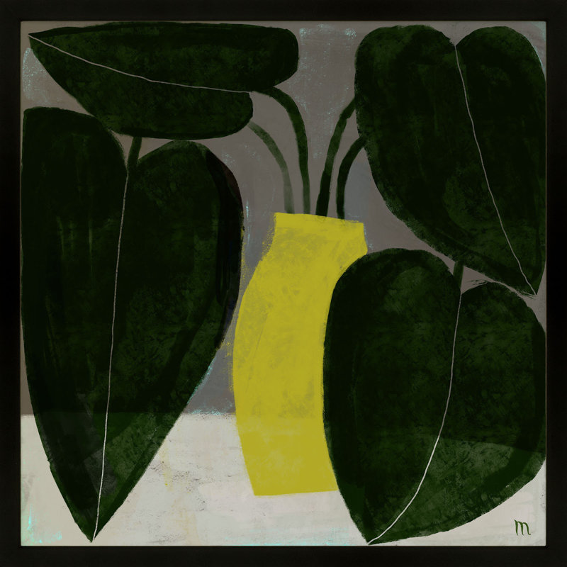 Plant #7 Painting by StudioM, 36" H x 36" W, Black
