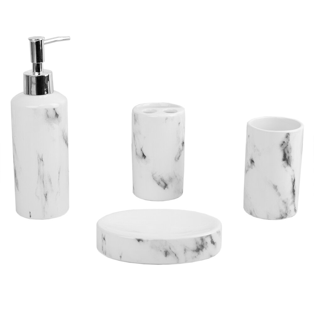Wrought Studio Taylah Ceramic 4 Piece Bathroom Accessory Set & Reviews ...