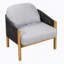 Fauteuil club d'extérieur en bois, corde gris foncé avec coussin gris-540822190-540822191