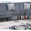 Canapé modulaire contemporain 2 pièces en velours gris foncé-325733317