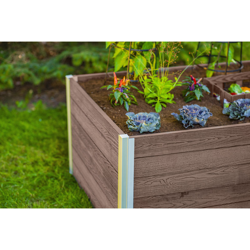 Urbana Keyhole Composting Raised Garden Bed, Espresso Brown, 22" H x 48" W x 48" D