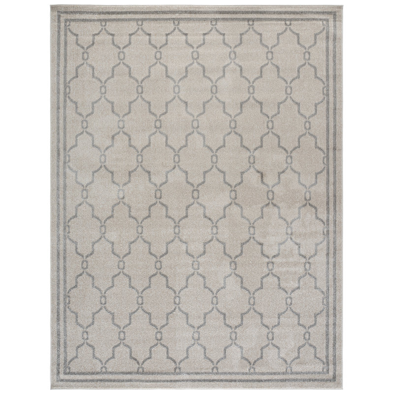 Ammundsen Geometric Ivory/Light Gray Area Rug, Rectangle 8' x 10'
