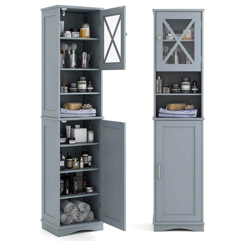 67" Tall Bathroom Cabinet Freestanding Storage Cabinet With 5 Adjustable Shelves, Oil Rubbed Bronze