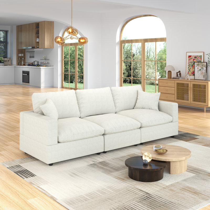 3-Seater Sectional Sofa Comfy Cloud Couch for Living Room, Modern Upholstered Modular Sectional Sofa Convertible Deep Seat Sofa, Removable & Washable Cushion Covers
