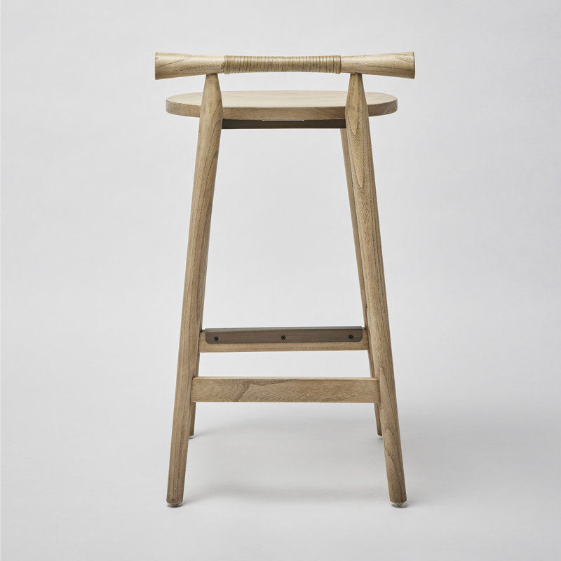 Madeira Upholstered Stool with Solid Wood Frame, Washed Taupe