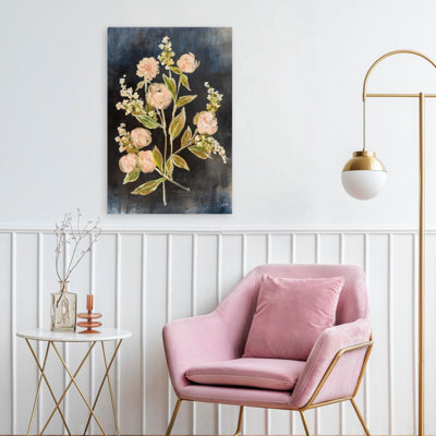 Fleeting Blooms II Contemporary Black Blue Floral Bloom Blossom