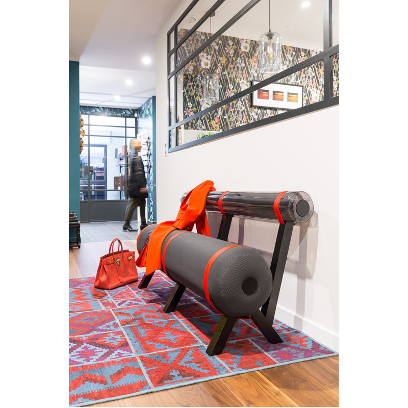 L100 Aluminium And Opaque Black PVC Bench, Black
