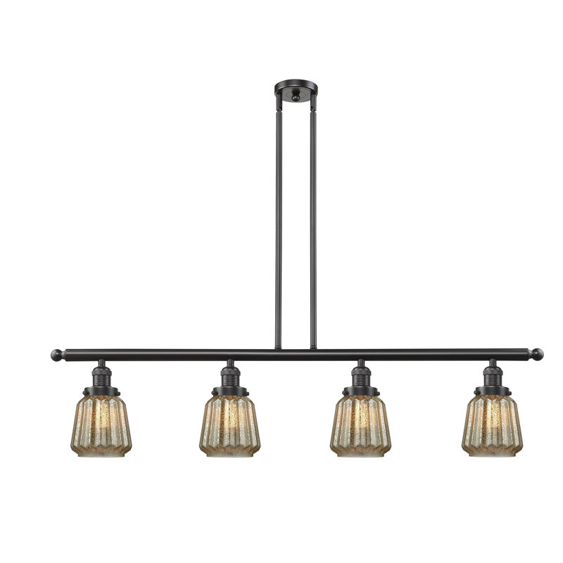 Luminaire suspendu linéaire à 4 lumières pour îlot de cuisine Vinson, Mercury, Polished Nickel