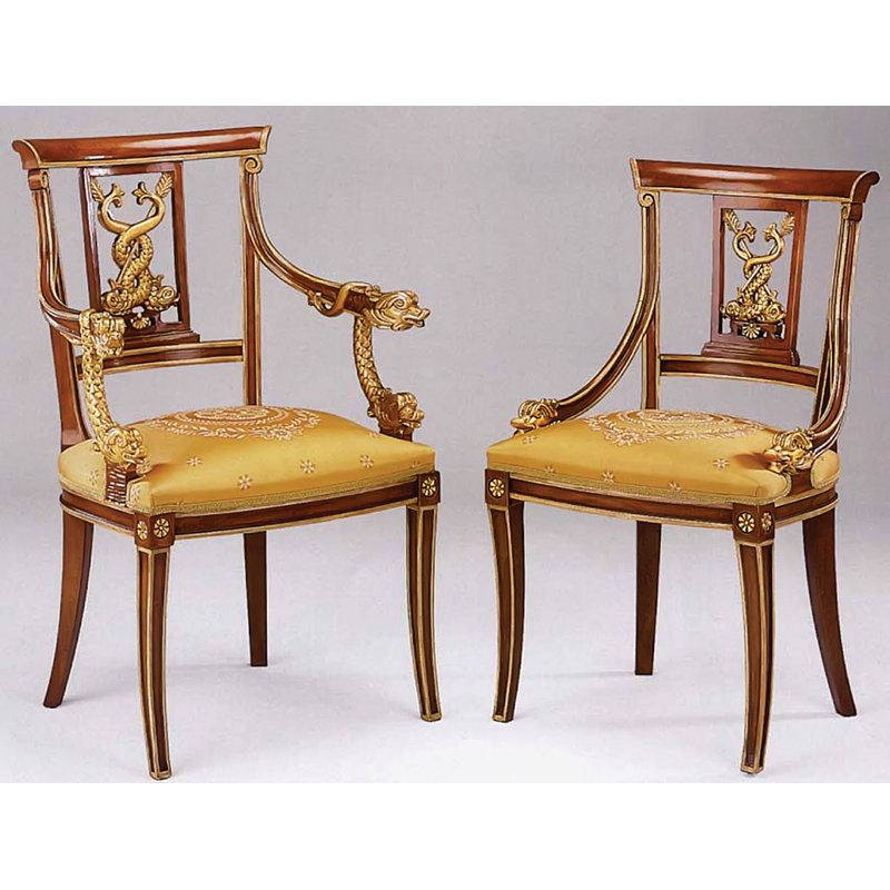 Chaise avec accoudoirs en bois massif brun