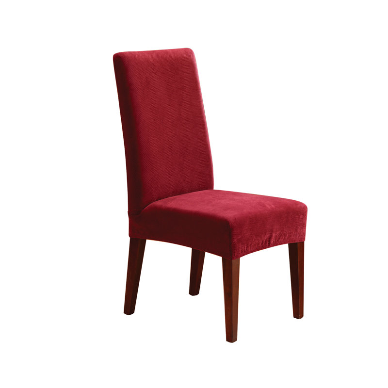 Stretch Pique Box Cushion Dining Chair Slipcover, Garnet